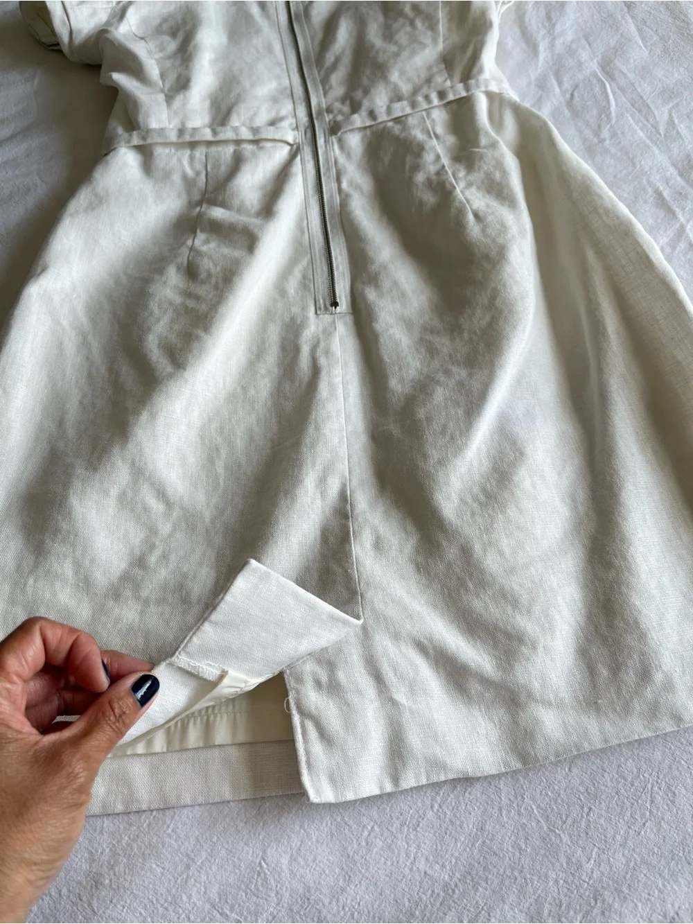 Sandra Angelozzi 100% Linen White Square Neck Dress Fully Lined EU 36 US 6 - Picture 13 of 16